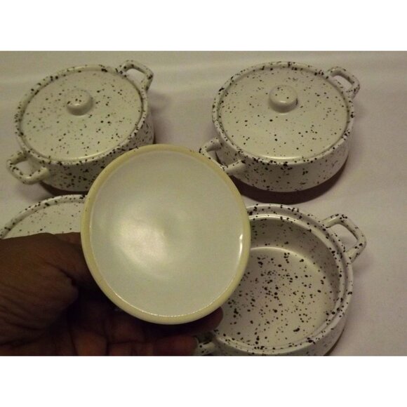 Set 4 Dolly Parton Stoneware Mini Casserole Dishes W Lids Oven Microwave Safe - Picture 5 of 9